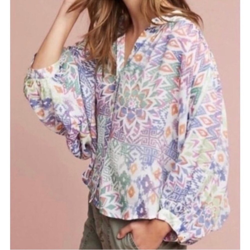 Maeve Brynna Dolman Sleeve Ikat Floral Print Blouse 🌼